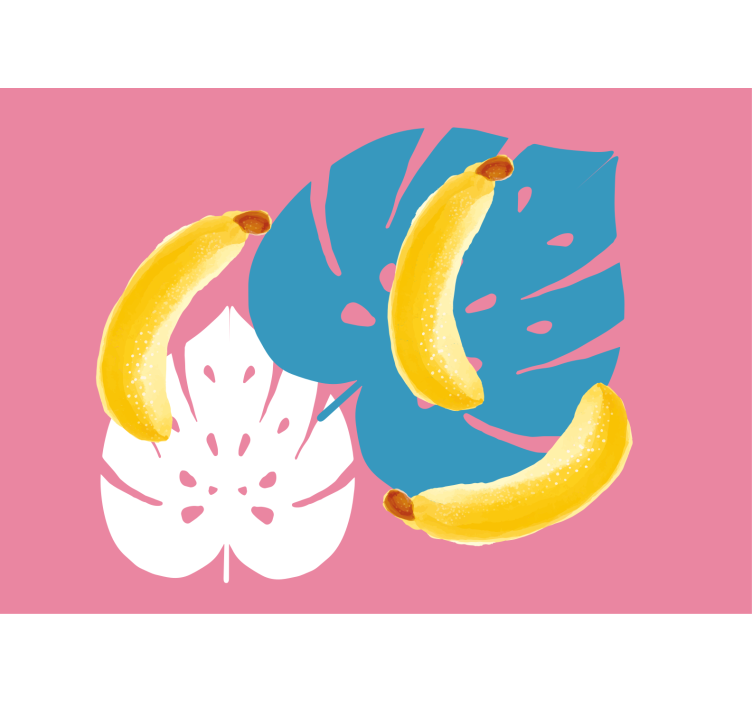 Mural de pared flores plátanos y hojas - TenVinilo