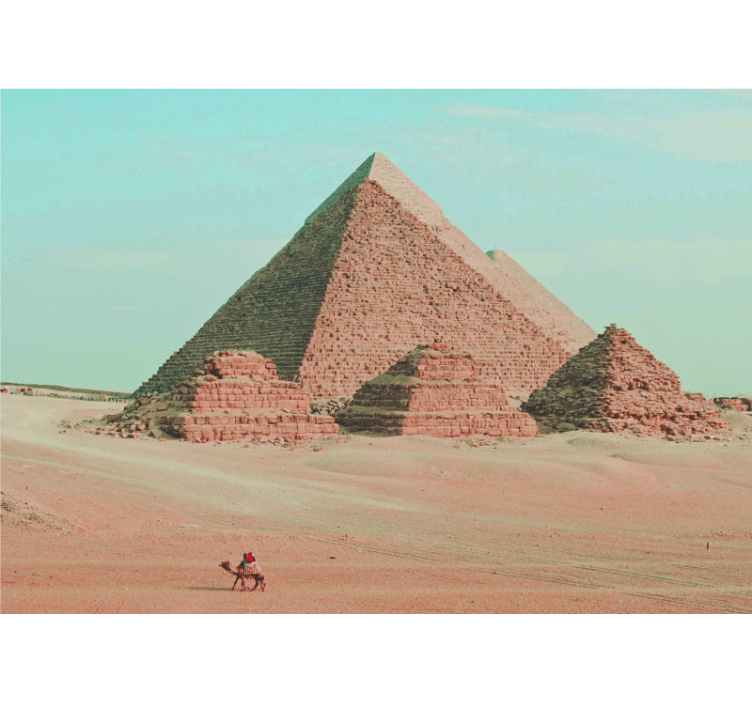 Fotomural ciudad pirámides y camellos - TenVinilo