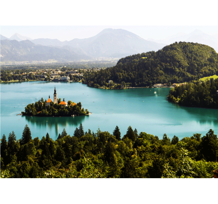 Papel pintado paisaje isla del lago bled - TenVinilo