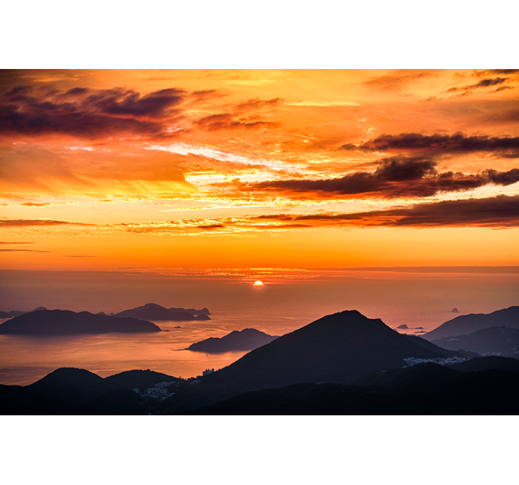 Papel pintado paisaje atardecer sobre el océano - TenVinilo