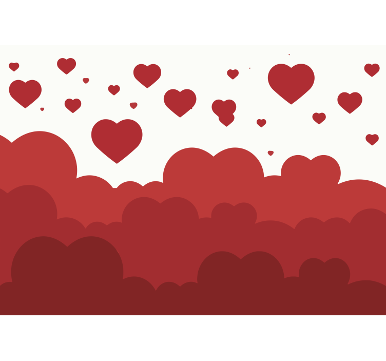 Fotomural de amor nubes de corazones flotantes - TenVinilo