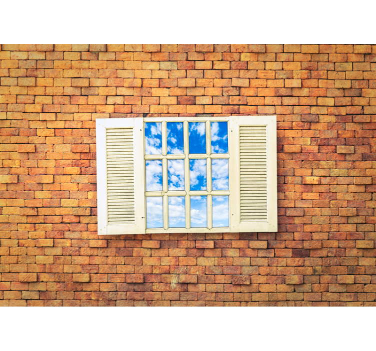 Mural de pared piedra vista de ventana abierta - TenVinilo