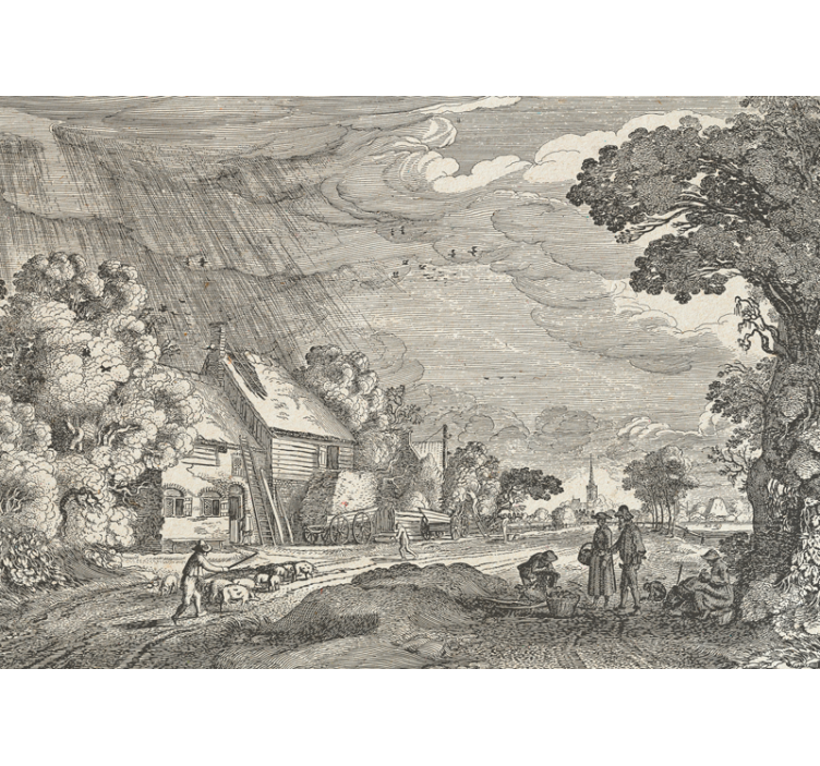 Papel pintado paisaje representación rural - TenVinilo