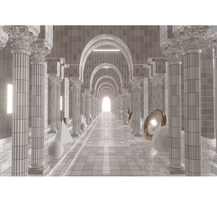 Fotomural abstracto diseño de pasillo arquitectónico - TenVinilo