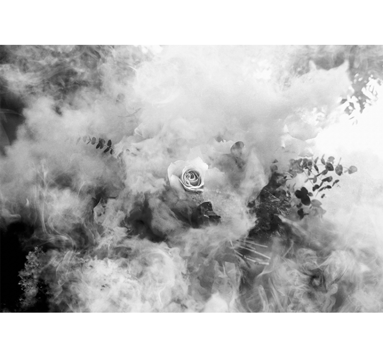 Mural de pared flores rosa blanca etérea - TenVinilo