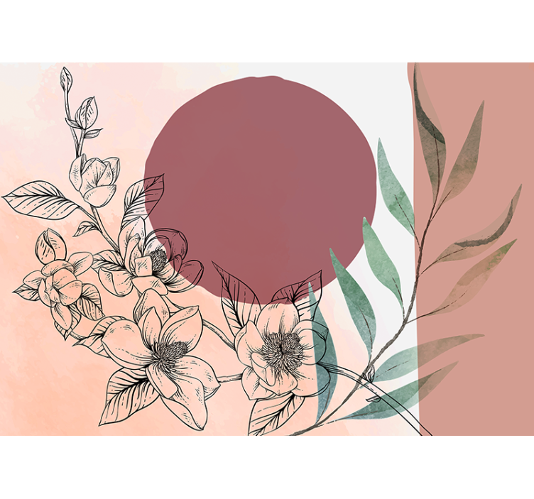 Mural de pared flores composición de elementos florales - TenVinilo