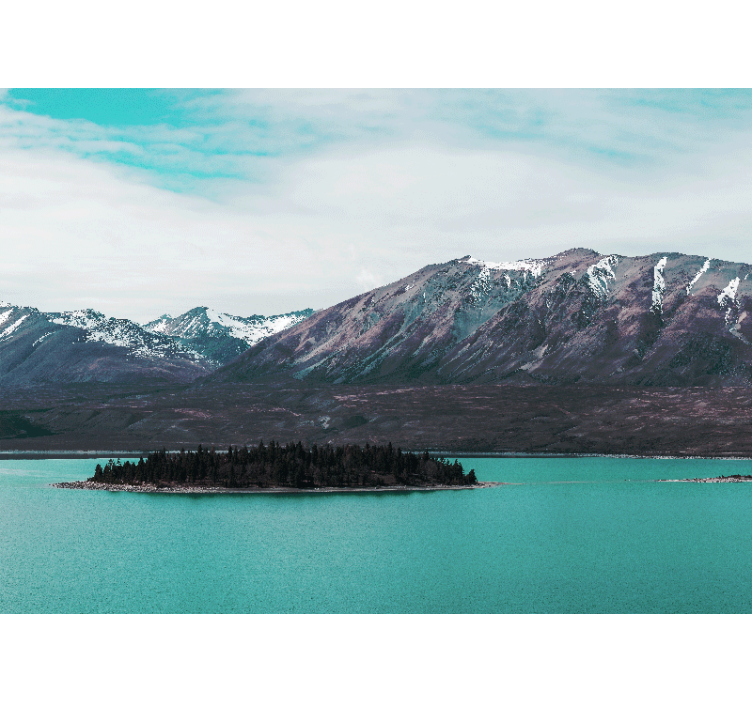 Papel pintado paisaje isla del lago montañés - TenVinilo