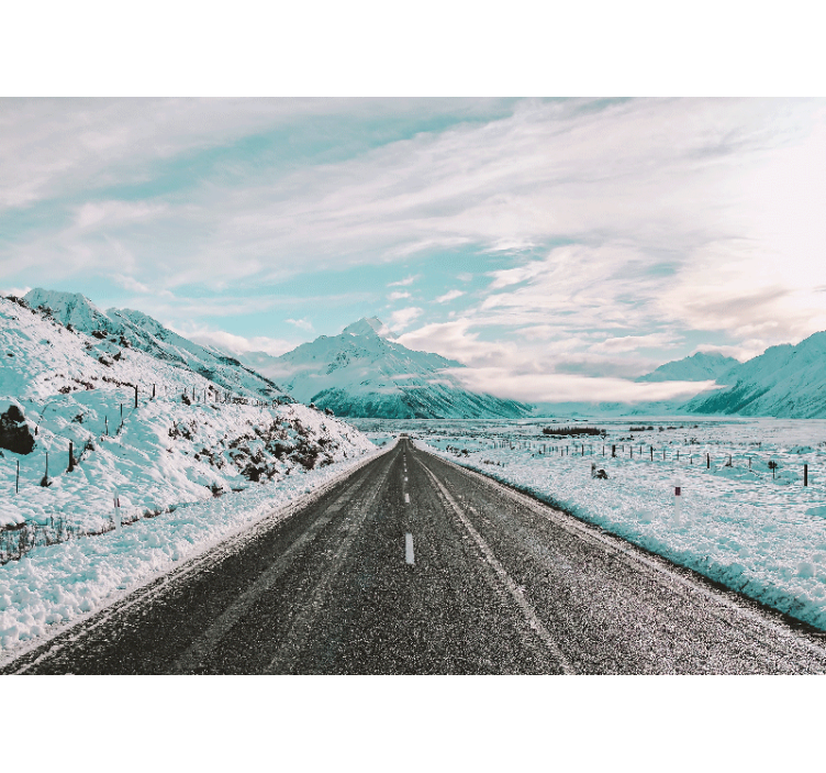 Papel pintado paisaje sendero de montaña helada - TenVinilo