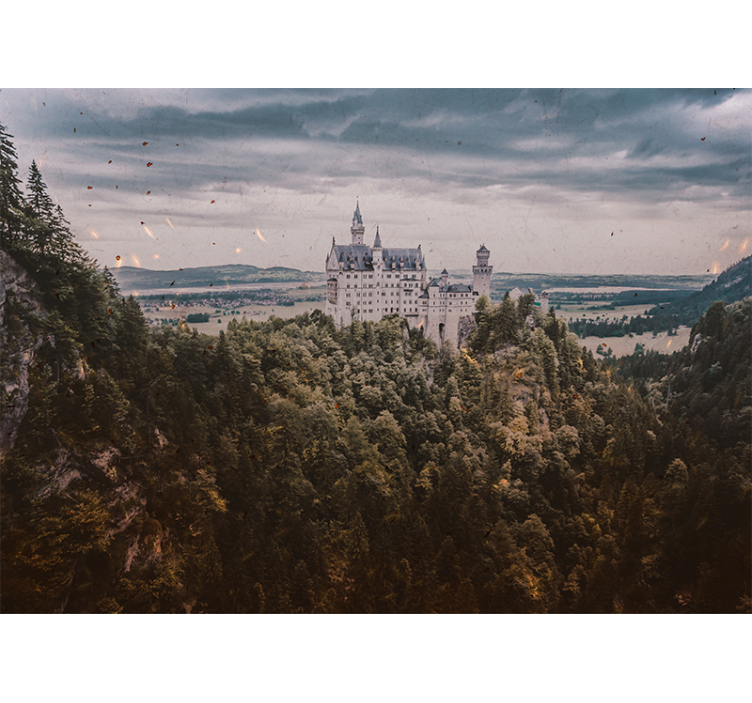 Papel pintado paisaje castillo en la montaña - TenVinilo