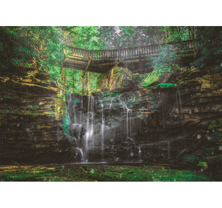 Papel pintado paisaje vista de cascada escénica - TenVinilo