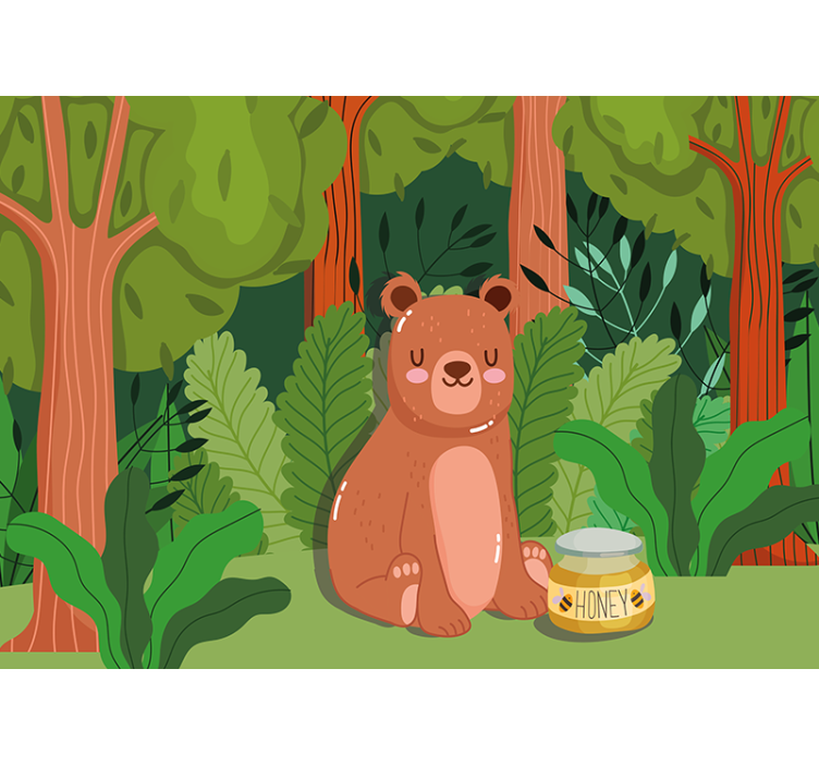 Mural de pared infantil arte de oso adorable - TenVinilo