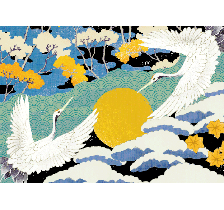 Fotomural naturaleza grullas y sol - TenVinilo