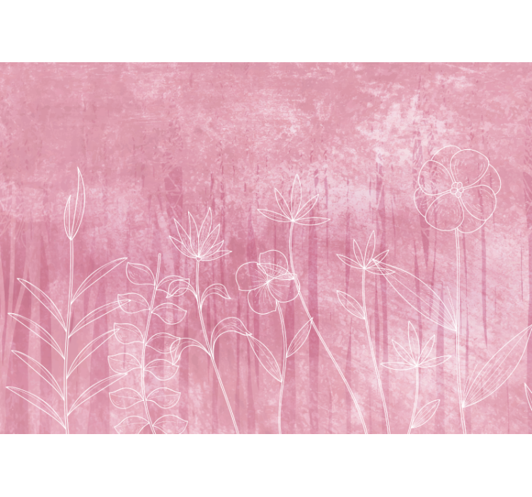 Mural de pared flores contorno floral delicado - TenVinilo