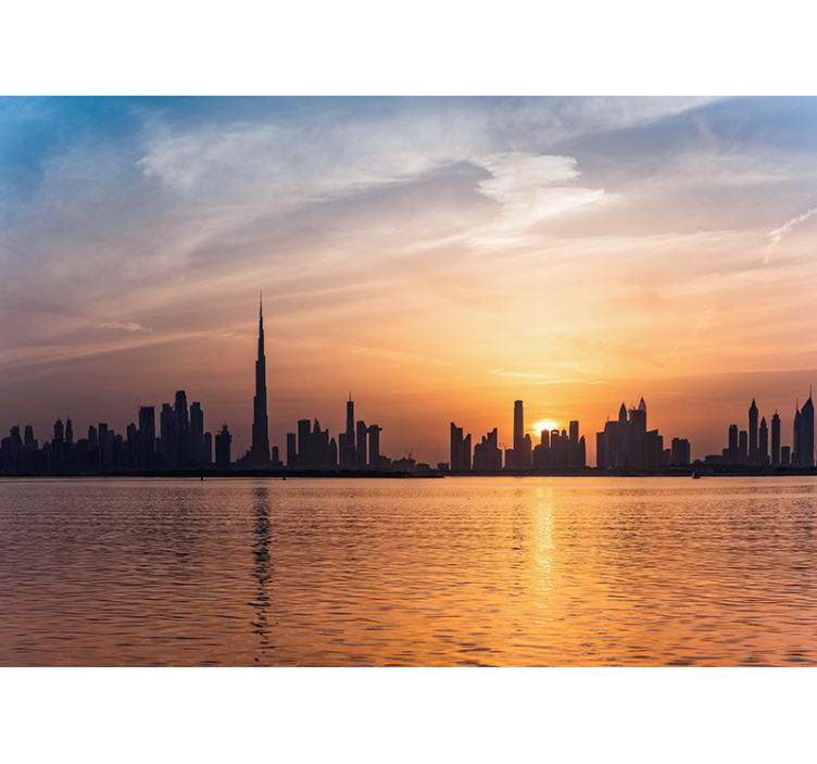 Fotomural ciudad dubai skyline al atardecer - TenVinilo