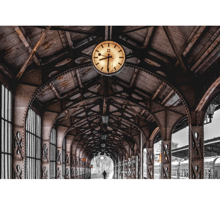 Fotomural ciudad arco de la estación del reloj - TenVinilo