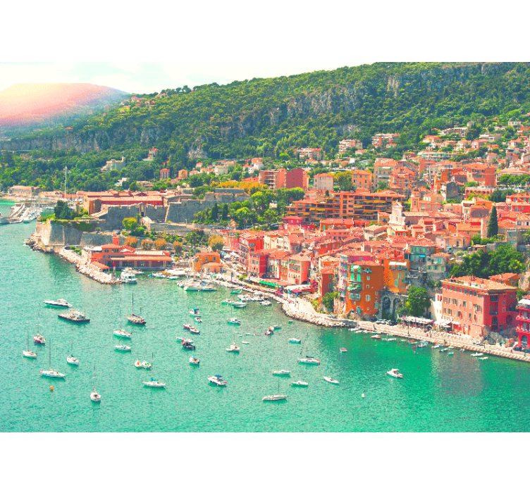 Fotomural ciudad perspectiva del pueblo costero - TenVinilo