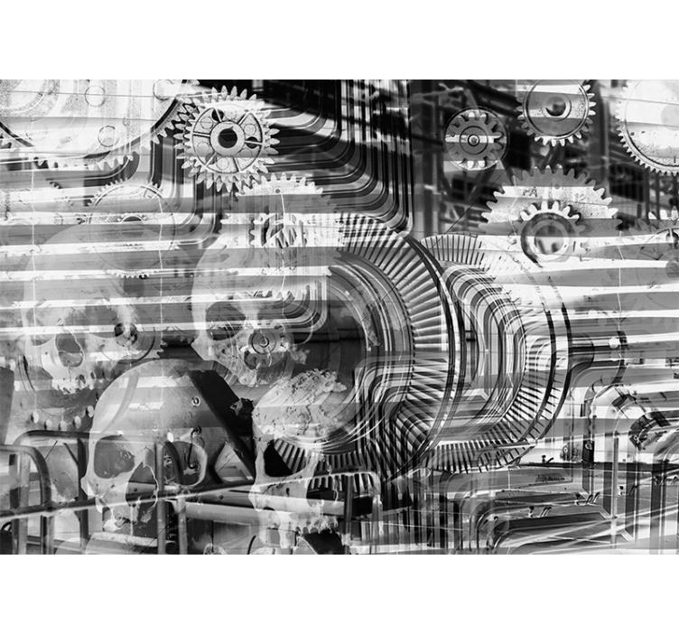 Fotomural abstracto patrones de calaveras mecánicas - TenVinilo