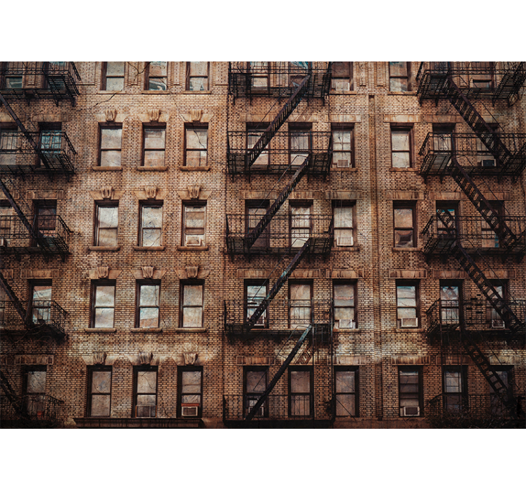 Fotomural ciudad fachada de ladrillo urbano - TenVinilo