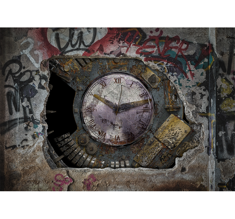 Fotomural arte urbano reloj oxidado diseño - TenVinilo