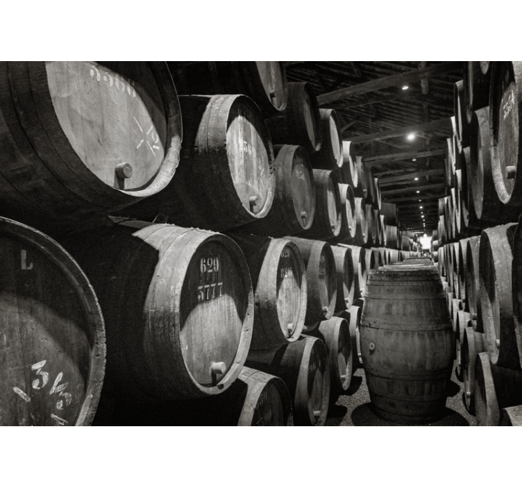 Fotomural retro bodega con barricas de vino - TenVinilo