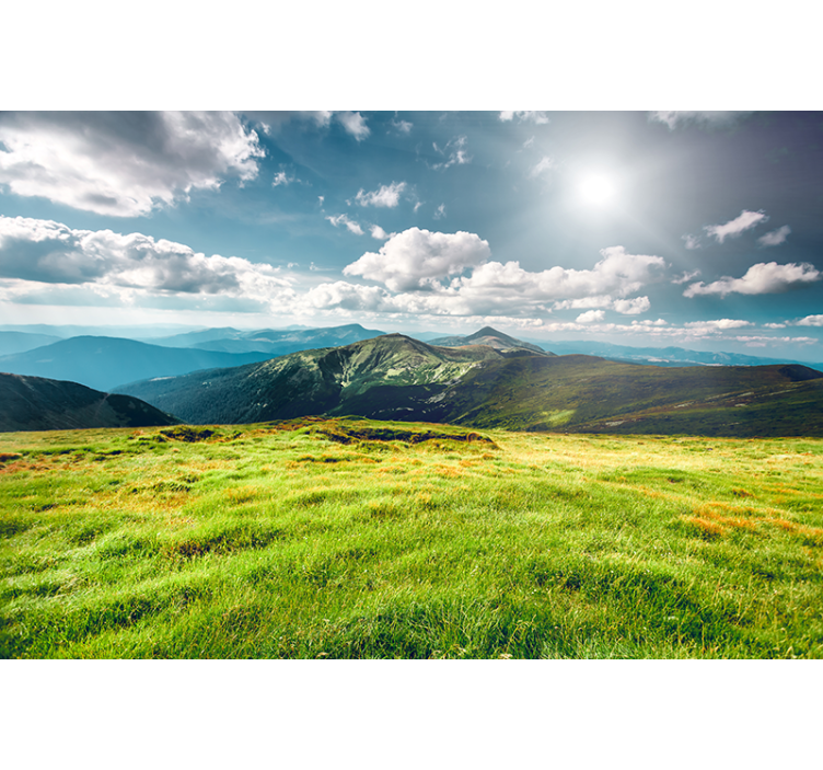Fotomural naturaleza pradera y montañas - TenVinilo