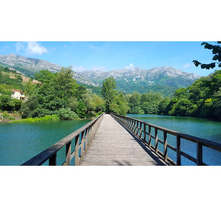 Fotomural lago puente sobre lago en Asturias - TenVinilo