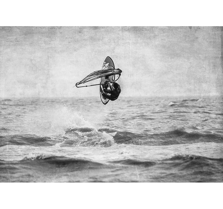 Fotomural juvenil windsurf blanco y negro - TenVinilo