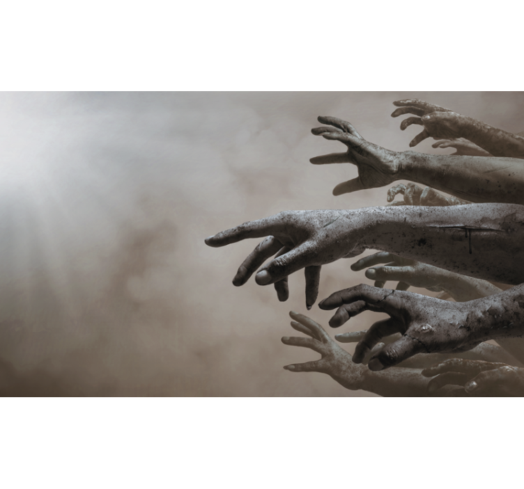 Mural pared Halloween manos de zombie - TenVinilo