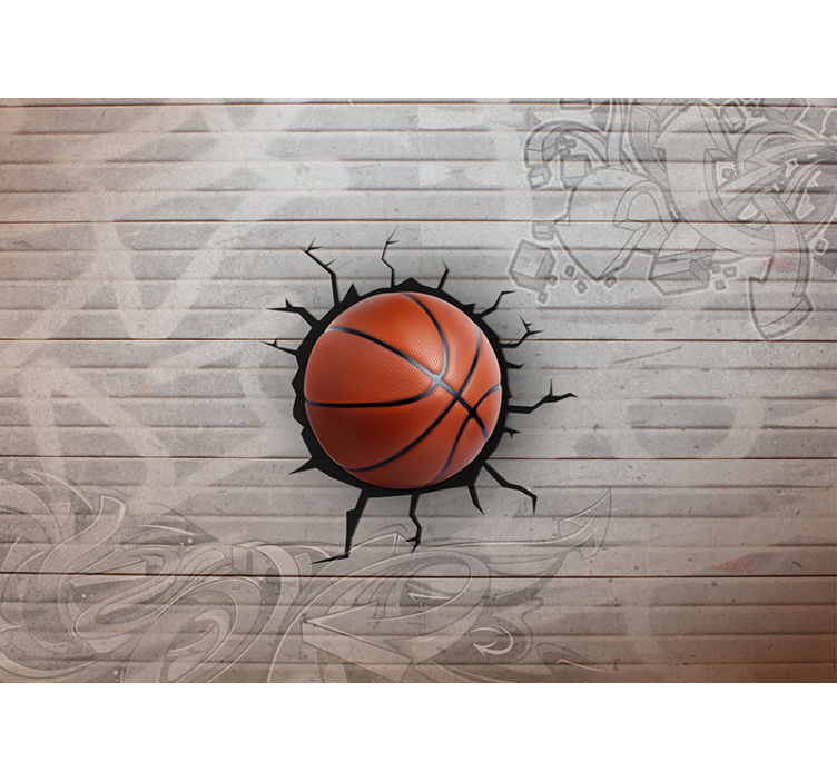 Fotomural 3D graffiti pelota de baloncesto - TenVinilo