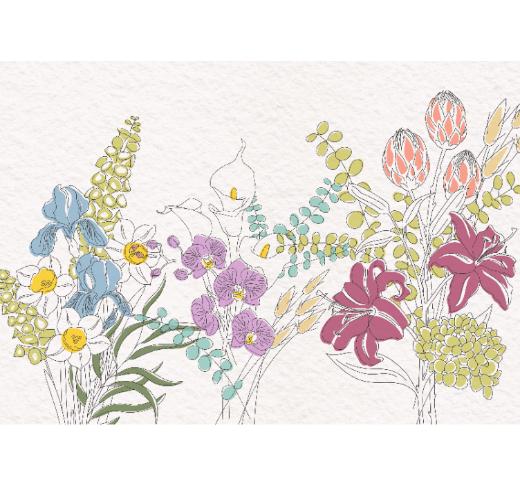 Fotomural flores dibujadas - TenVinilo