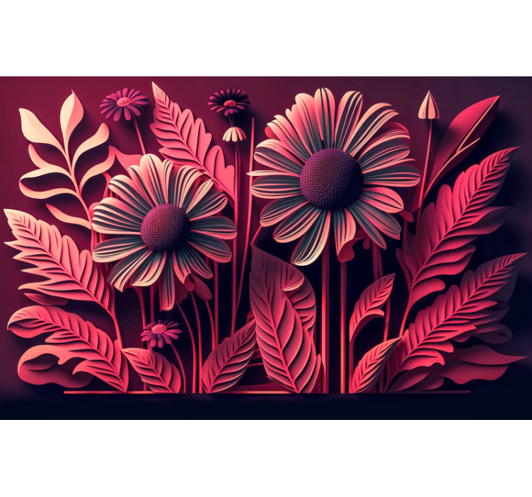 Papel pintado 3D naturaleza digital magenta - TenVinilo