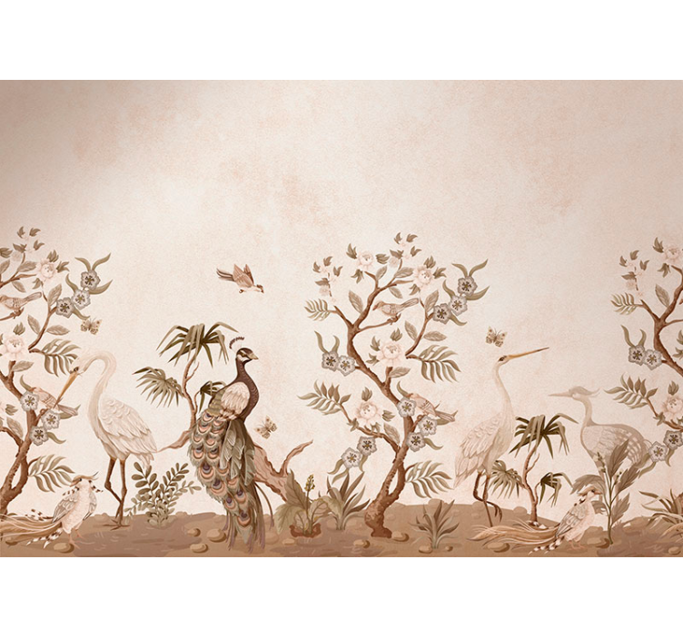 Mural de pared beige fauna vintage - TenVinilo