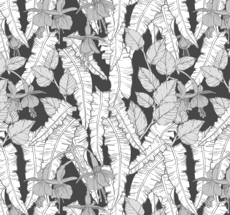 Papel pintado oficina diseño de selva gris - TenVinilo