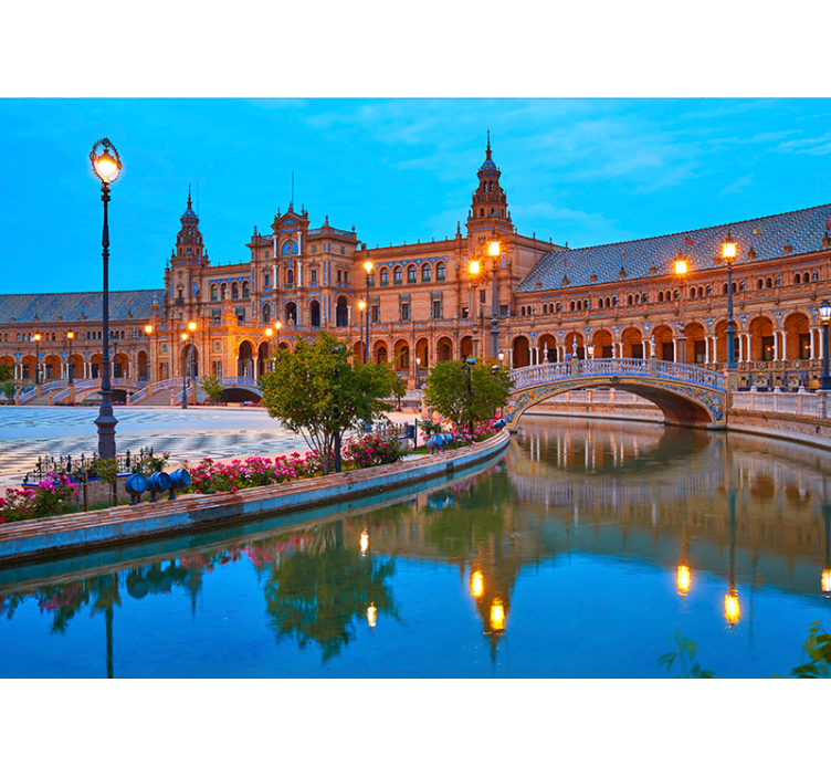Fotomural ciudad noche de plaza española - TenVinilo