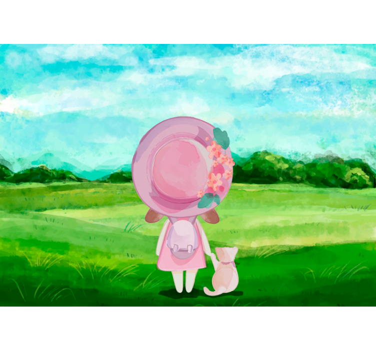 Mural de pared infantil escena de fantasía pastoral - TenVinilo