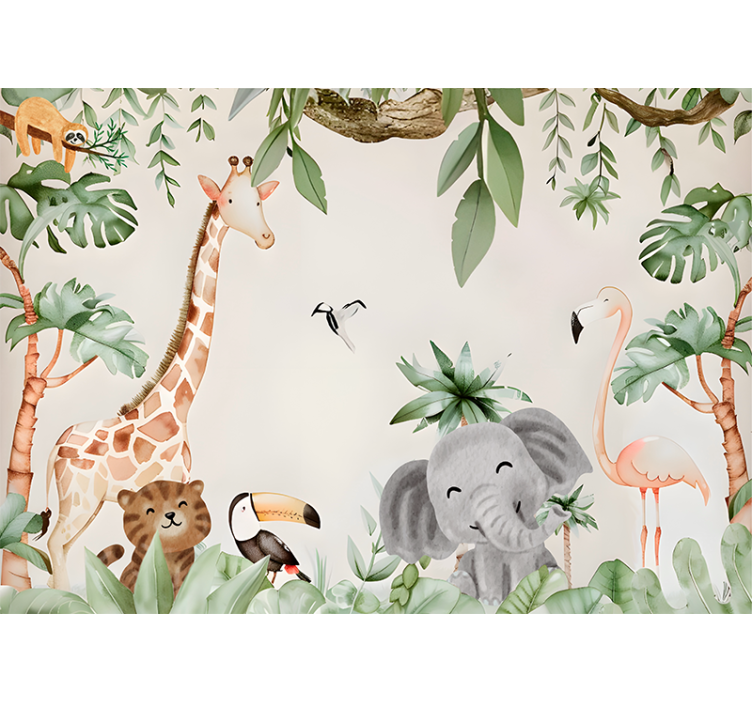 Mural de pared infantil animales selva - TenVinilo