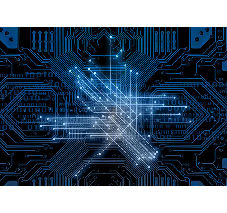 Papel pintado abstracto circuitos de luz - TenVinilo