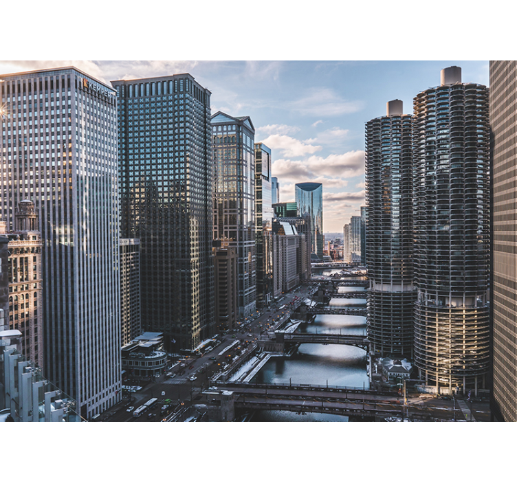 Fotomural ciudad vista del horizonte de chicago - TenVinilo
