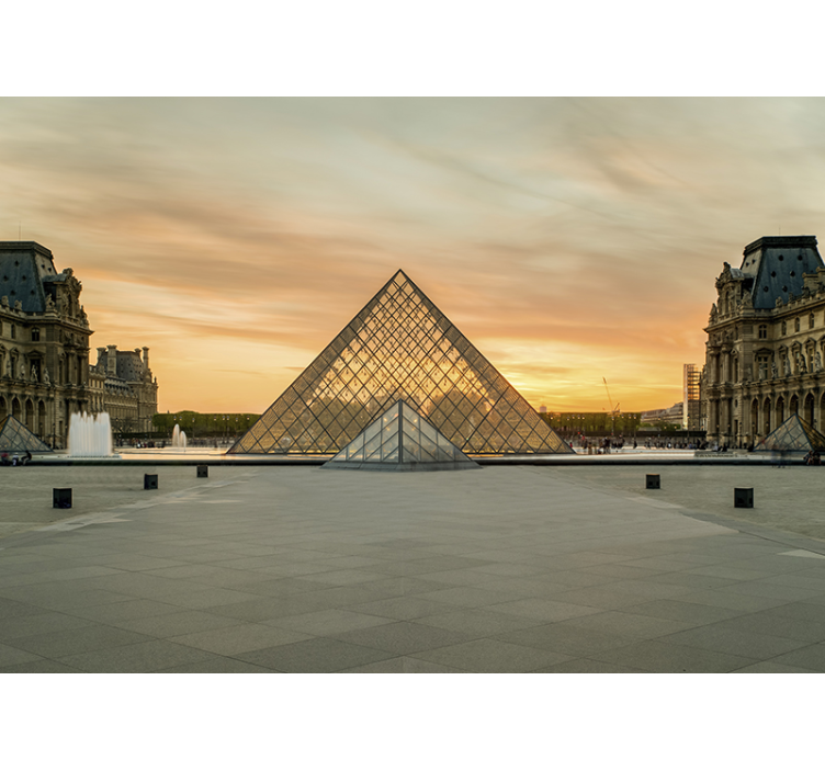 Fotomural parís atardecer en la pirámide del louvre - TenVinilo