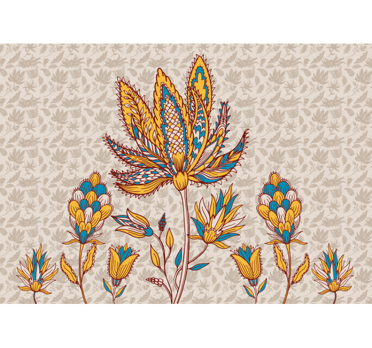 Mural de pared flores composición floral vibrante - TenVinilo