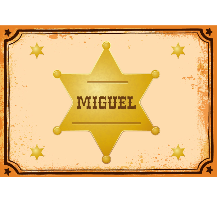 Mural de pared infantil estrella de sheriff personalizada - TenVinilo