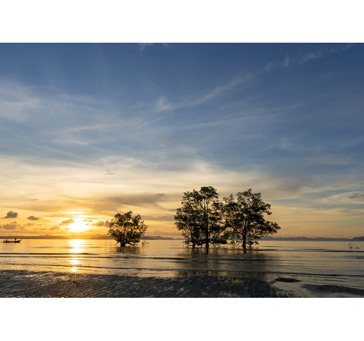 Papel pintado paisaje puesta de sol serena - TenVinilo