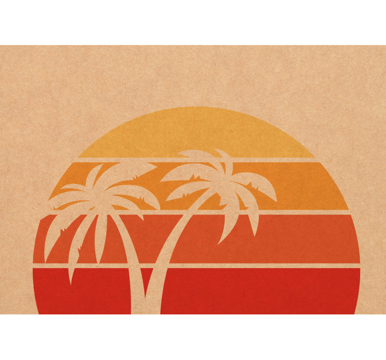 Papel pintado paisaje silueta de palmera al atardecer - TenVinilo