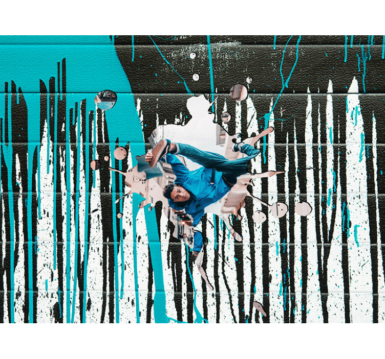 Fotomural arte urbano patinador dinámico en acción - TenVinilo