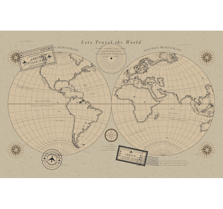 Papel pintado mapamundi mapa global vintage - TenVinilo