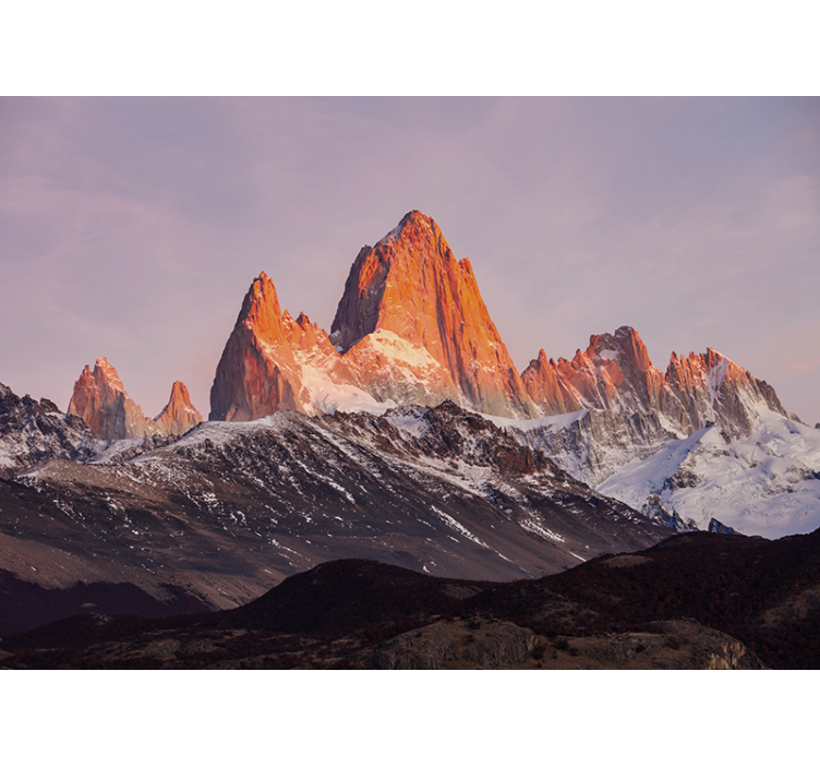 Fotomural montañas puesta de sol sobre picos nevados - TenVinilo