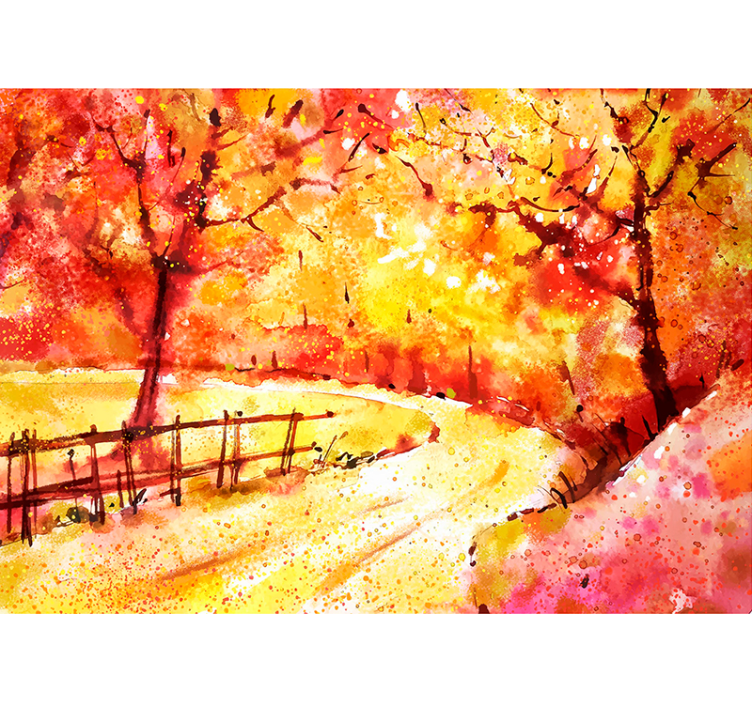 Papel pintado paisaje sendero escénico de otoño - TenVinilo