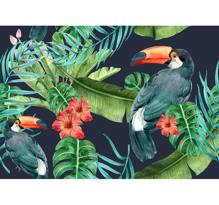 Fotomural selva paraíso de aves tropicales - TenVinilo