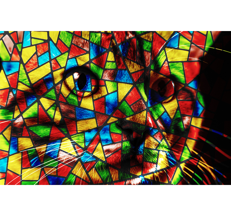 Fotomural animales mosaico de gato colorido - TenVinilo