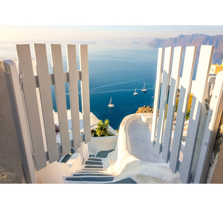 Papel pintado paisaje veleros sobre el océano - TenVinilo